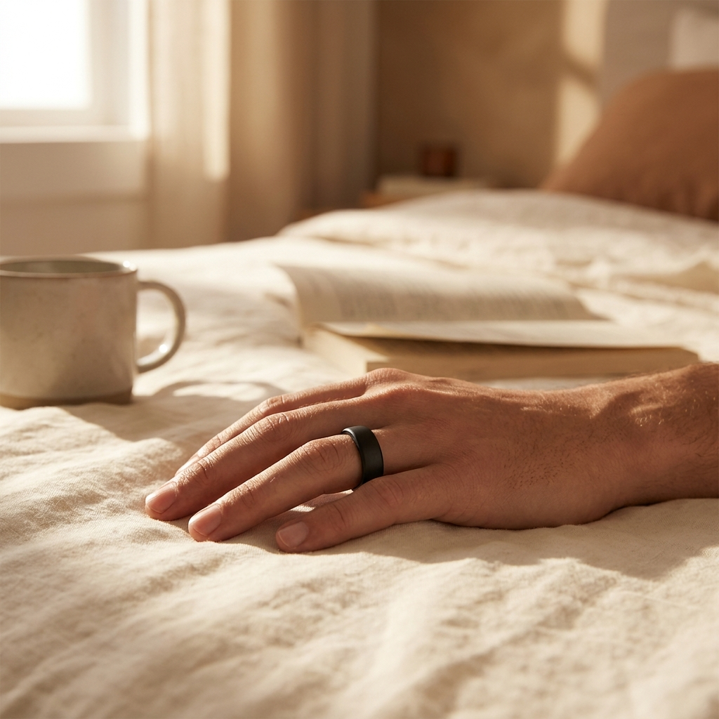 Smart Health Ring worn overnight in morning light